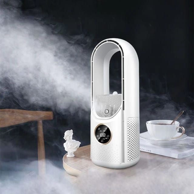 Bladeless Portable Table Fan Use Silent Water Mist Spray