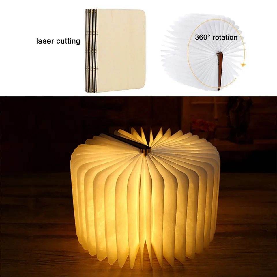 USB Rechargeable 3D LED Creative Wooden Book Night Light - DMC Wholesale