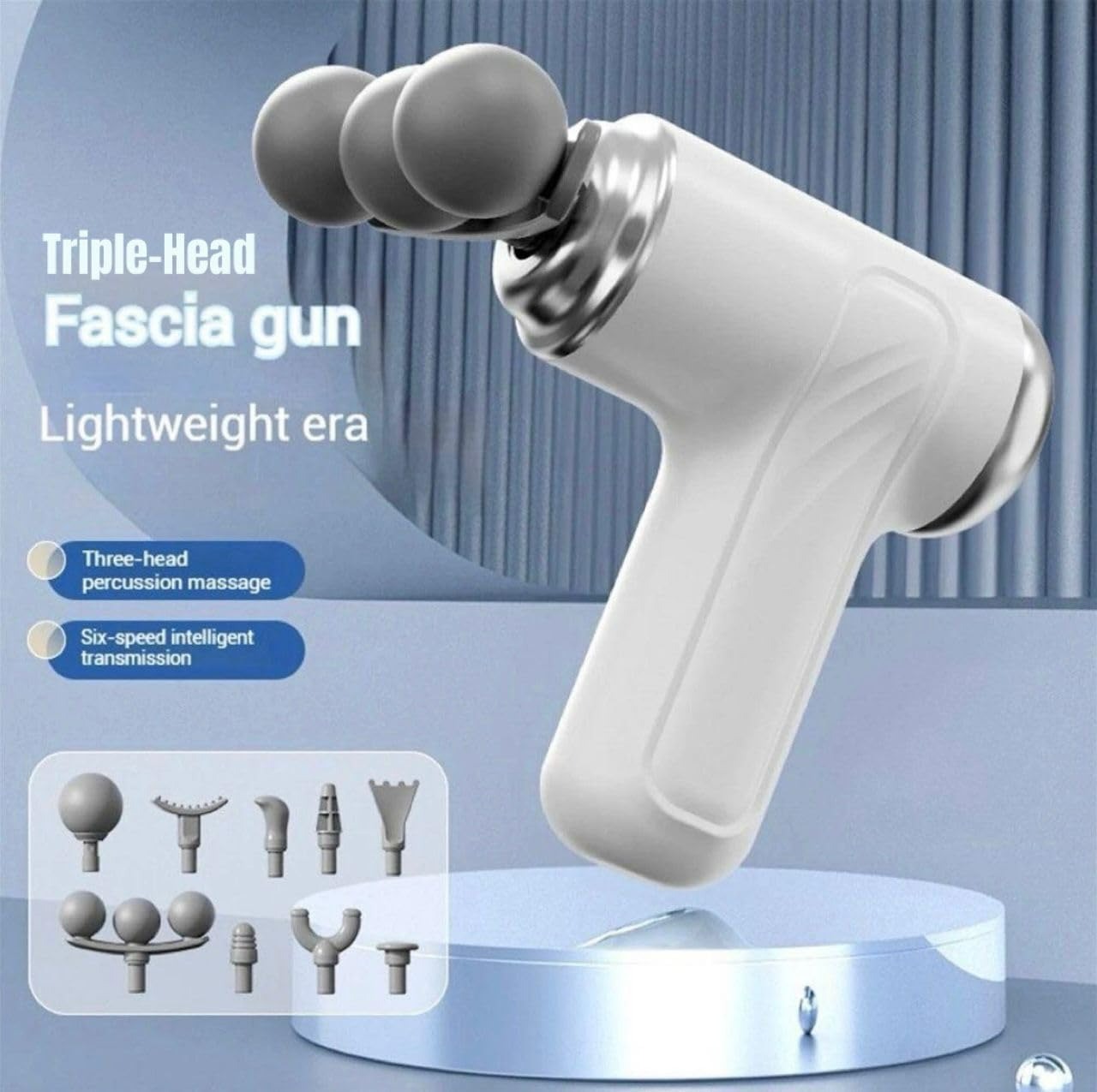 Triple‑Head Fascia Massage Gun