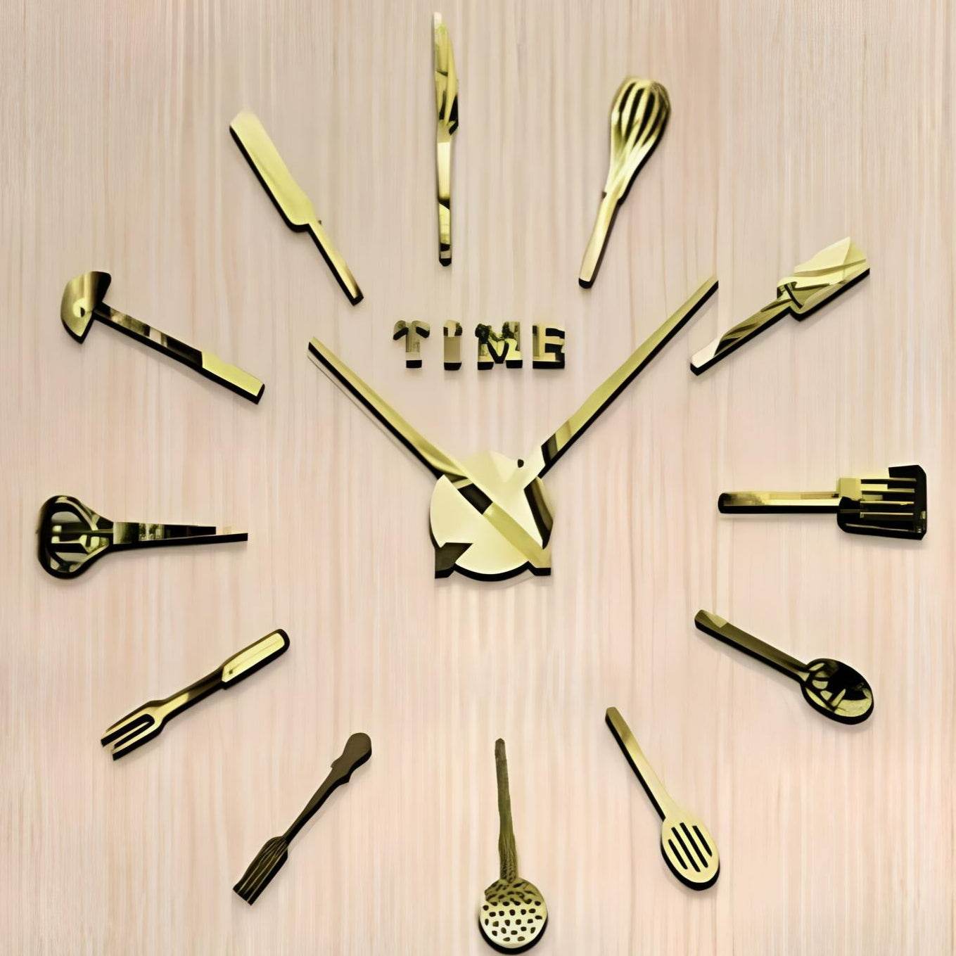 DIY Modern Kitchen 3D Wall Clock (Gold)(60-70cm) - DMC Wholesale