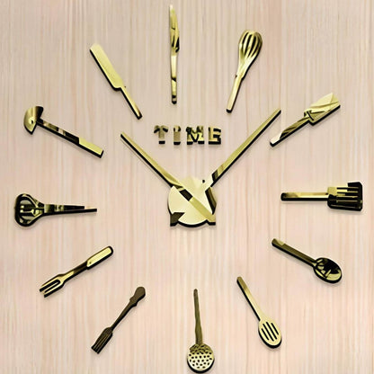 DIY Modern Kitchen 3D Wall Clock (Gold)(60-70cm) - DMC Wholesale
