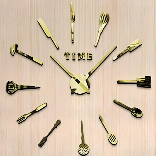 DIY Modern Kitchen 3D Wall Clock (Gold)(60-70cm) - DMC Wholesale