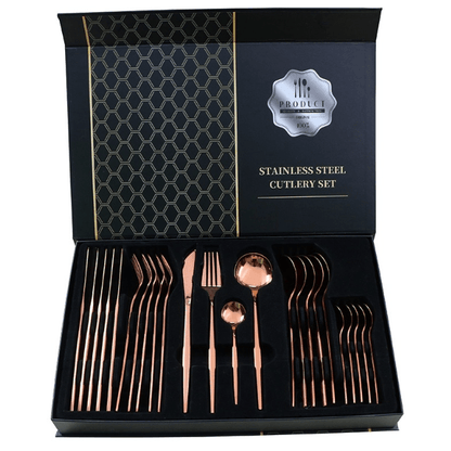 Hight Quality Polished Cutlery Set (24 pcs)(Black) - DMC Wholesale