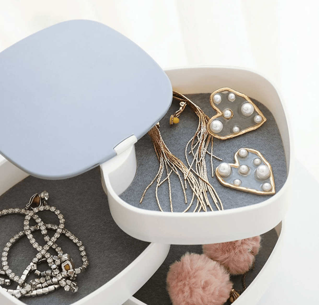 Jewellery Box with Mirror (4 Tier) - DMC Wholesale