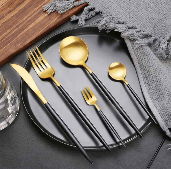 Hight Quality Polished Cutlery Set (24 pcs)(Black) - DMC Wholesale