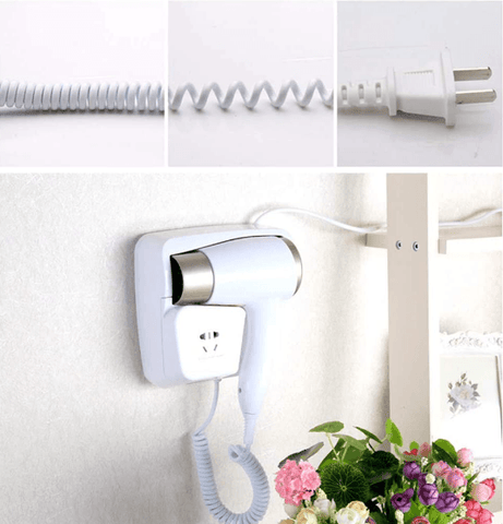 Wall Mounted Hair Dryer and Plug - Alt View