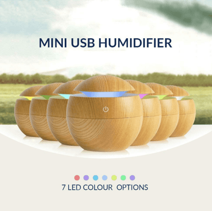 Mini Round LED Ultrasonic Aroma Humidifier (130ml) - DMC Wholesale