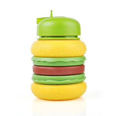 Collapsible Silicone Hamburger Water Bottle - DMC Wholesale
