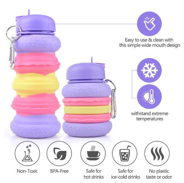 Collapsible Silicone Hamburger Water Bottle - DMC Wholesale