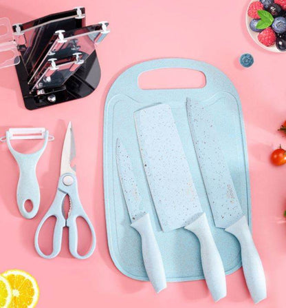 Kitchen Knife Set with Cutting Board (7 pcs)(Red) - DMC Wholesale