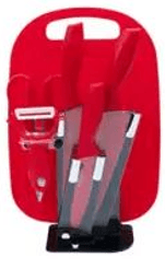 Kitchen Knife Set with Cutting Board (7 pcs)(Red) - Alt View