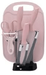 Kitchen Knife Set with Cutting Board (7 pcs)(Red) - DMC Wholesale