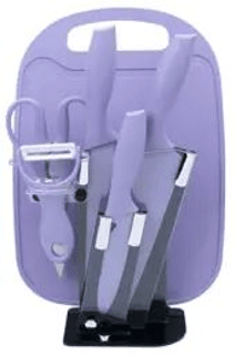 Kitchen Knife Set with Cutting Board (7 pcs)(Red) - DMC Wholesale