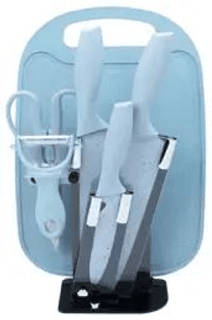 Kitchen Knife Set with Cutting Board (7 pcs)(Red) - DMC Wholesale