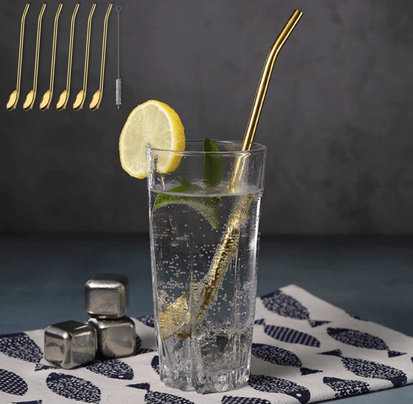 Long Ice Tea Spoon Straws With Brush (6 pcs) - DMC Wholesale