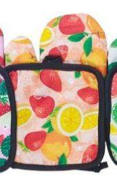 Fruit Print Oven Mitt And Potholder Set (2 pcs) - DMC Wholesale