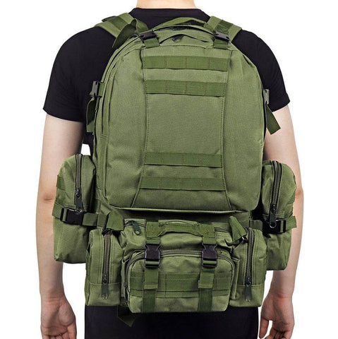 Travel Camping Bag With Three Molle Bags (Green) - Alt View