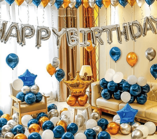 Happy Birthday Crown Balloon Set (Blue) - DMC Wholesale