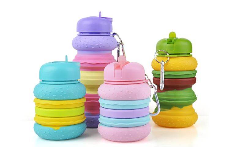 Collapsible Silicone Hamburger Water Bottle - DMC Wholesale