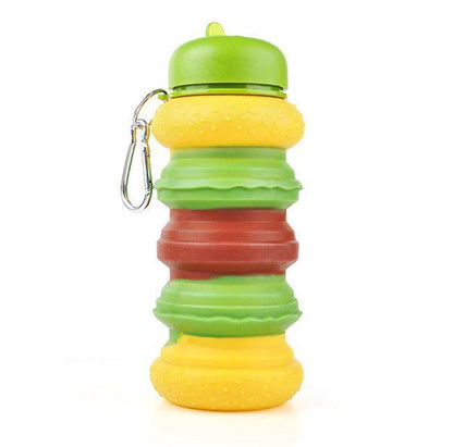 Collapsible Silicone Hamburger Water Bottle - DMC Wholesale
