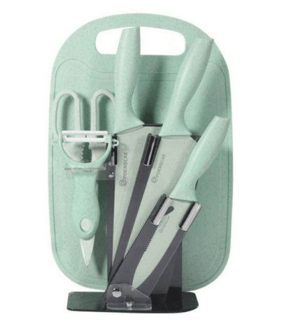 Kitchen Knife Set with Cutting Board (7 pcs)(Red) - DMC Wholesale