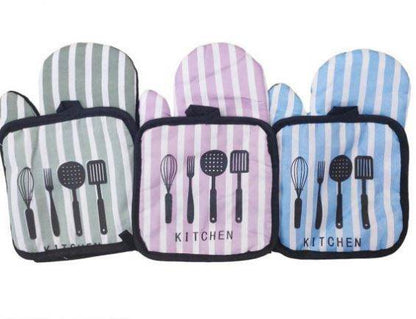 Kitchen Oven Mittens (Striped)(2pcs) - DMC Wholesale