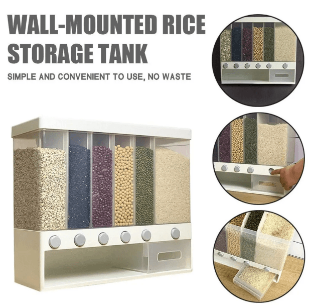6in1 Wall Mounted Dry Food And Cereal Dispenser - DMC Wholesale