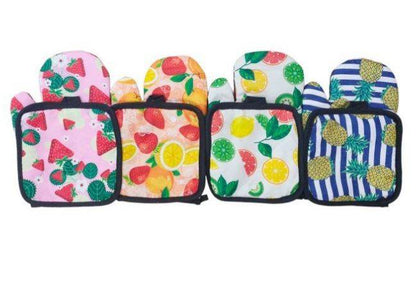 Fruit Print Oven Mitt And Potholder Set (2 pcs) - DMC Wholesale