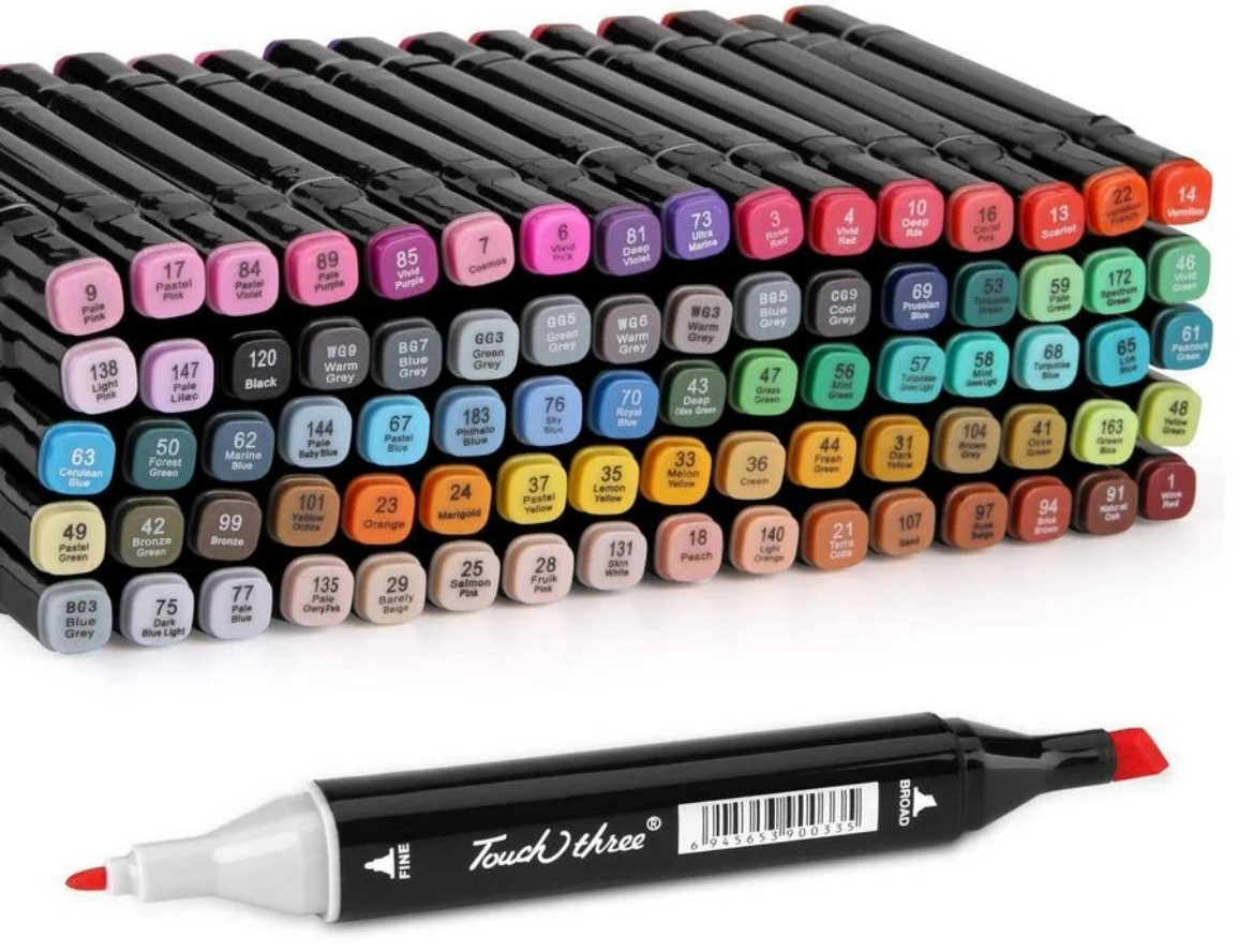 Coloured Dual Marker And Highlighter Pen Set (48 pcs)