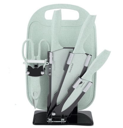 Kitchen Knife Set with Cutting Board (7 pcs)(Red) - DMC Wholesale