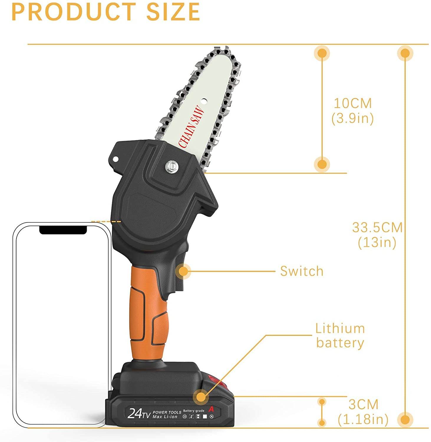 Mini Power Chain Saw (4inch)(24V) - DMC Wholesale