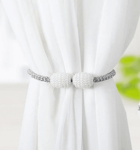 Magnetic Curtain Ties With Pearls (2pcs) - Alt View