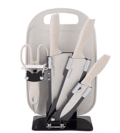 Kitchen Knife Set with Cutting Board (7 pcs)(Red) - DMC Wholesale