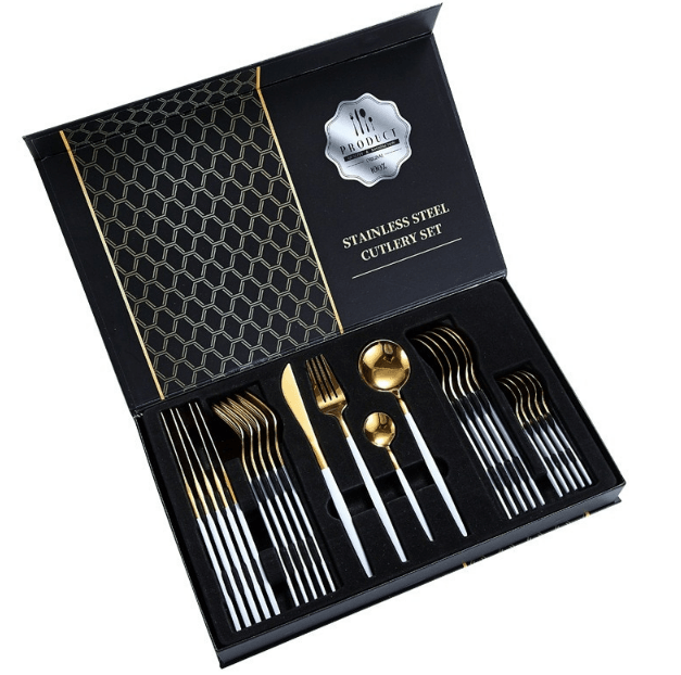 Hight Quality Polished Cutlery Set (24 pcs)(Black) - DMC Wholesale