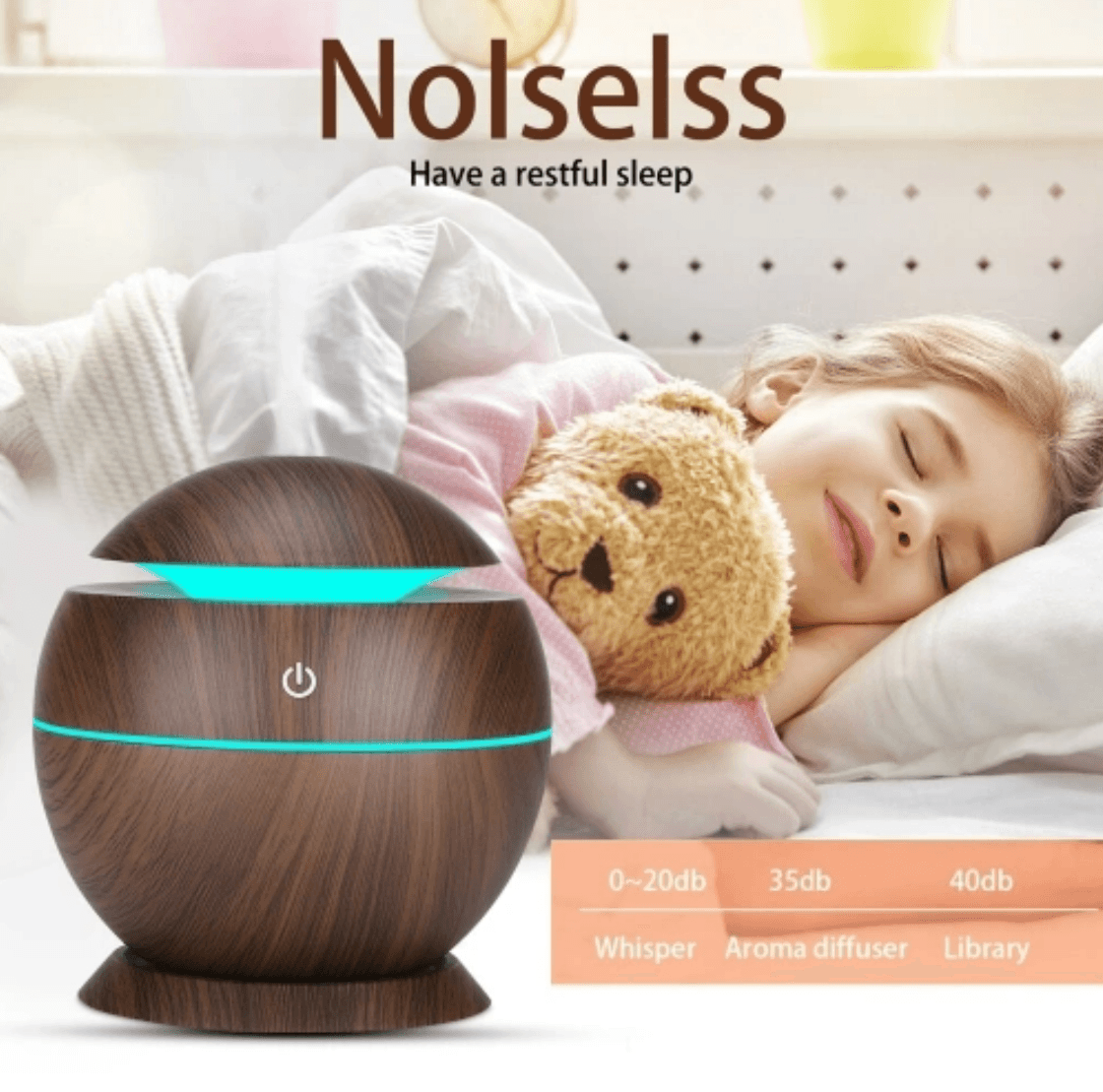 Mini Round LED Ultrasonic Aroma Humidifier (130ml) - DMC Wholesale