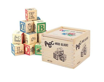 Education Wooden ABC Blocks in Box (48 pcs) - DMC Wholesale